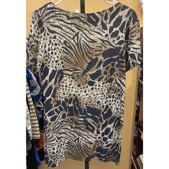 Novella Royale animal print top blouse shirt small tunic top handmade in the USA - Picture 4 of 6
